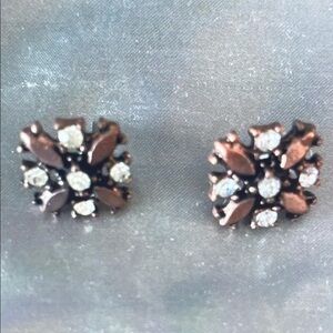 Elegant Brown and Silver Floral Earrings